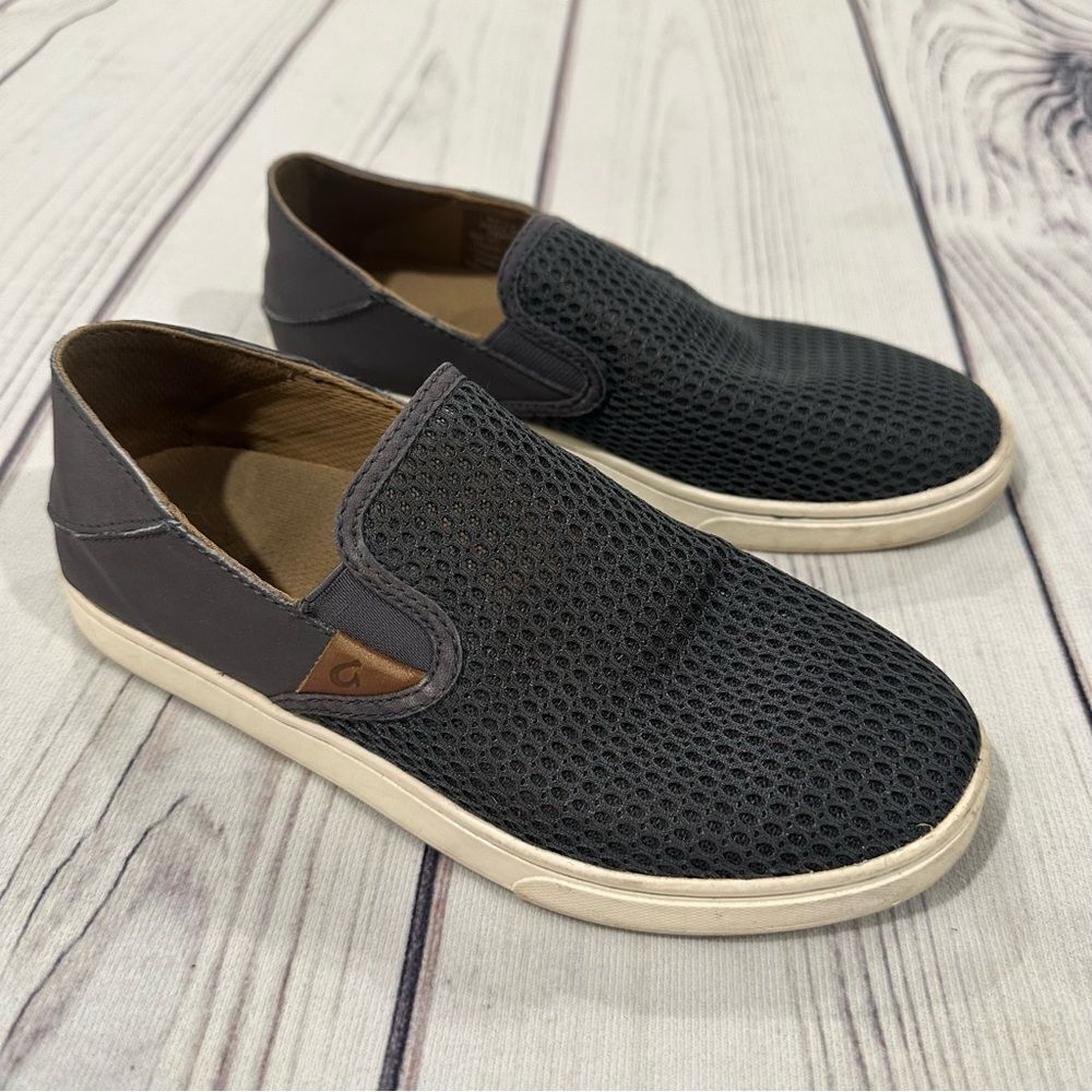 OLUKAI Pehuea Comfort Shoes Women Sz 7 Pavement Grey Mesh Sneakers 20271-PVPV